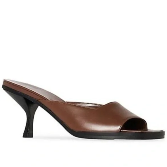 The Row Lauren Leather Kitten-Heel Mules in Cipria - Picture 4 of 14